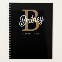 Modernes elegantes Monogramm Name Black Gold Scrip