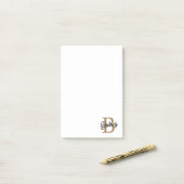 Modernes elegantes Monogramm Name Black Gold Scrip Post-it Klebezettel (Auf Schreibtisch)