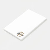 Modernes elegantes Monogramm Name Black Gold Scrip Post-it Klebezettel (angewinkelt)