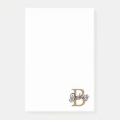 Modernes elegantes Monogramm Name Black Gold Scrip Post-it Klebezettel (Vorderseite)