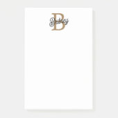 Modernes elegantes Monogramm Name Black Gold Scrip Post-it Klebezettel (Vorderseite)