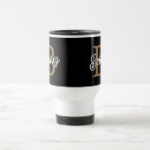 Modernes elegantes Monogramm Name Black Gold Scrip Reisebecher (Mittel)