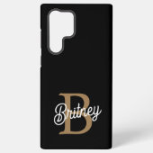 Modernes elegantes Monogramm Name Black Gold Scrip Samsung Galaxy Hülle (Rückseite)