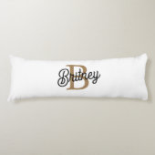 Modernes elegantes Monogramm Name Black Gold Scrip Seitenschläferkissen (Vorderseite)