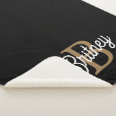 Modernes elegantes Monogramm Name Black Gold Scrip Sherpadecke (3/4)