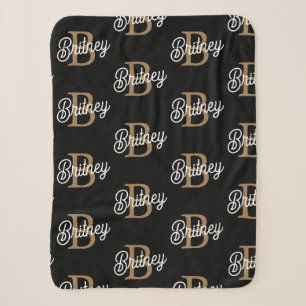 Modernes elegantes Monogramm Name Black Gold Scrip Sherpadecke