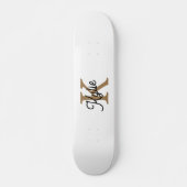 Modernes elegantes Monogramm Name Black Gold Scrip Skateboard (Vorne)