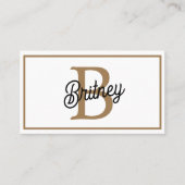 Modernes elegantes Monogramm Name Black Gold Scrip Visitenkarte (Vorderseite)