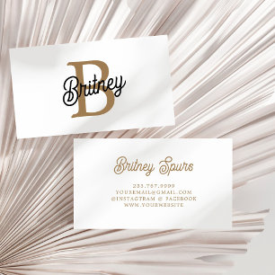Modernes elegantes Monogramm Name Black Gold Scrip Visitenkarte