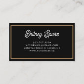Modernes elegantes Monogramm Name Black Gold Scrip Visitenkarte (Rückseite)