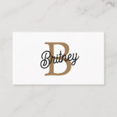 Modernes elegantes Monogramm Name Black Gold Scrip Visitenkarte (Vorderseite)