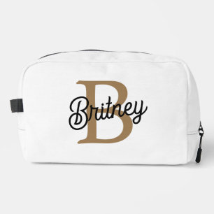 Modernes elegantes Monogramm Name Black Gold Scrip Waschbeutel