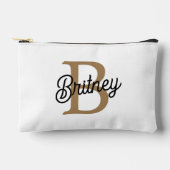 Modernes elegantes Monogramm Name Black Gold Scrip Zubehörtasche (Vorderseite)