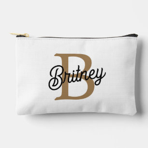 Modernes elegantes Monogramm Name Black Gold Scrip Zubehörtasche