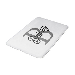 Modernes, elegantes Monogramm Name Schwarz Graue S Badematte