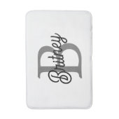 Modernes, elegantes Monogramm Name Schwarz Graue S Badematte (Vorderseite Vertikal)
