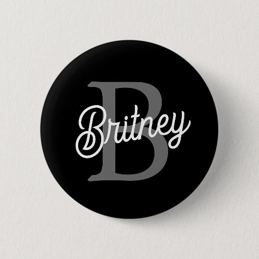 Modernes, elegantes Monogramm Name Schwarz Graue S Button (Vorderseite)