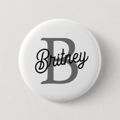 Modernes, elegantes Monogramm Name Schwarz Graue S Button (Vorderseite)