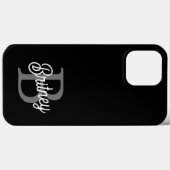 Modernes, elegantes Monogramm Name Schwarz Graue S Case-Mate iPhone Hülle (Rückseite (Horizontal))
