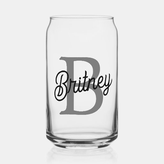 Modernes, elegantes Monogramm Name Schwarz Graue S Dosenglas (Vorderseite)