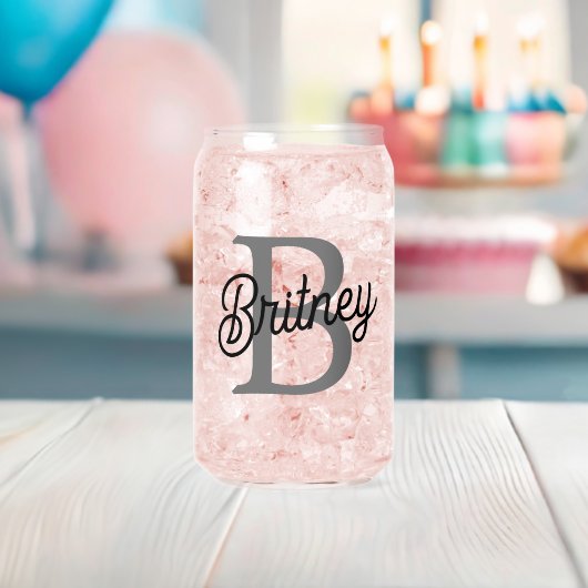 Modernes, elegantes Monogramm Name Schwarz Graue S Dosenglas (Insitu (Baby Party))