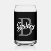Modernes, elegantes Monogramm Name Schwarz Graue S Dosenglas (Vorderseite)