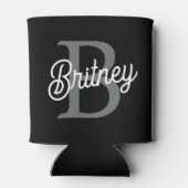Modernes, elegantes Monogramm Name Schwarz Graue S Dosenkühler (Rückseite)