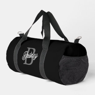 Modernes, elegantes Monogramm Name Schwarz Graue S Duffle Bag