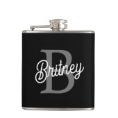 Modernes, elegantes Monogramm Name Schwarz Graue S Flachmann (Vorderseite)