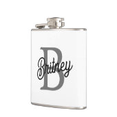 Modernes, elegantes Monogramm Name Schwarz Graue S Flachmann (Links)