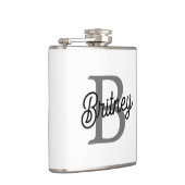 Modernes, elegantes Monogramm Name Schwarz Graue S Flachmann (Rechts)