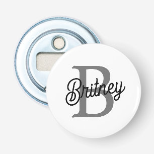 Modernes, elegantes Monogramm Name Schwarz Graue S Flaschenöffner