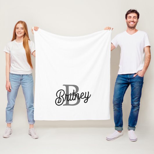 Modernes, elegantes Monogramm Name Schwarz Graue S Fleecedecke (Beispiel)