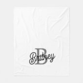 Modernes, elegantes Monogramm Name Schwarz Graue S Fleecedecke (Vorderseite)
