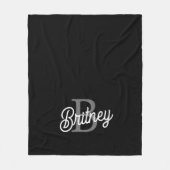 Modernes, elegantes Monogramm Name Schwarz Graue S Fleecedecke (Vorderseite)