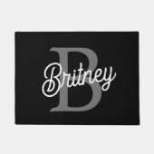 Modernes, elegantes Monogramm Name Schwarz Graue S Fußmatte (Vorderseite)