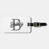 Modernes, elegantes Monogramm Name Schwarz Graue S Gepäckanhänger (Vorderseite horizontal)