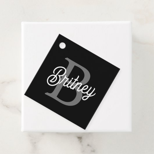 Modernes, elegantes Monogramm Name Schwarz Graue S Geschenkanhänger (Beispiel)