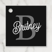 Modernes, elegantes Monogramm Name Schwarz Graue S Geschenkanhänger (Vorderseite)