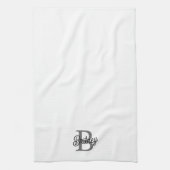 Modernes, elegantes Monogramm Name Schwarz Graue S Geschirrtuch (Vertikal)