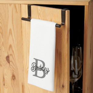 Modernes, elegantes Monogramm Name Schwarz Graue S Geschirrtuch