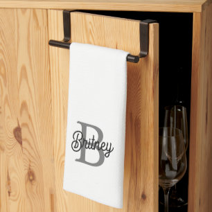 Modernes, elegantes Monogramm Name Schwarz Graue S Geschirrtuch