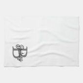 Modernes, elegantes Monogramm Name Schwarz Graue S Geschirrtuch (Horizontal)
