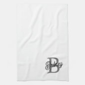 Modernes, elegantes Monogramm Name Schwarz Graue S Geschirrtuch (Vertikal)