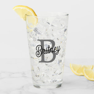 Modernes, elegantes Monogramm Name Schwarz Graue S Glas