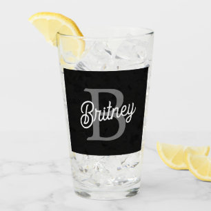 Modernes, elegantes Monogramm Name Schwarz Graue S Glas