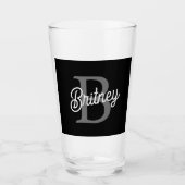 Modernes, elegantes Monogramm Name Schwarz Graue S Glas (Vorderseite)