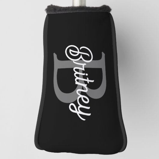Modernes, elegantes Monogramm Name Schwarz Graue S Golf Headcover (Rotieren 90)