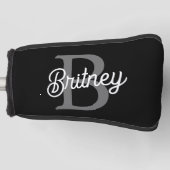 Modernes, elegantes Monogramm Name Schwarz Graue S Golf Headcover (Vorderseite)