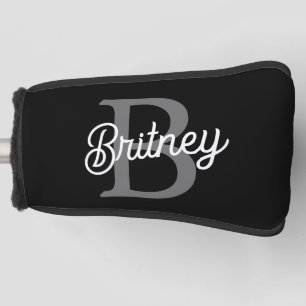 Modernes, elegantes Monogramm Name Schwarz Graue S Golf Headcover